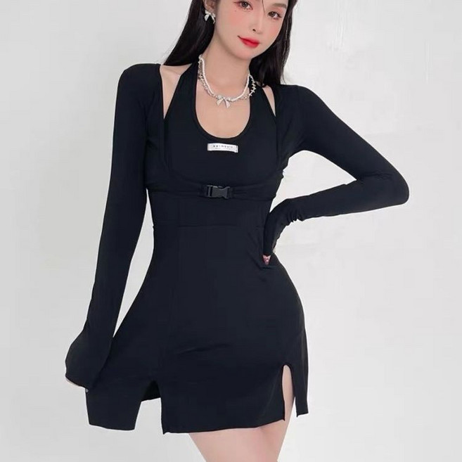 2023新款泳衣女純欲風高級感分體泳衣, 1個, 黑色2XL