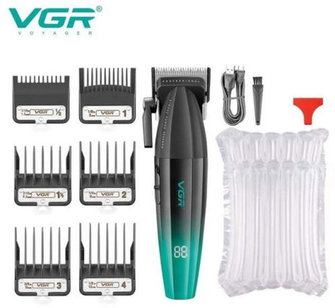 남성용 트리머 바디 헤어 VGR 남성용 무선 헤어 트리머 전문 커팅 머신 전기 이발 클리퍼 V003 V906 9000 Rpm, 2) 상자가없는 V003, 1개