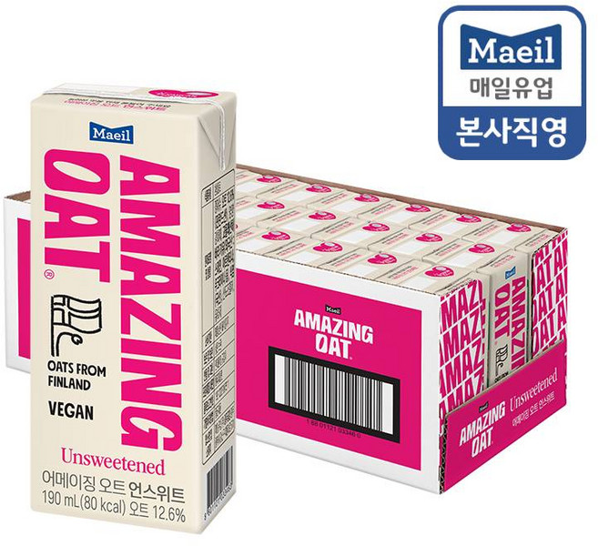 매일유업 어메이징 오트 언스위트 두유, 190ml, 144개