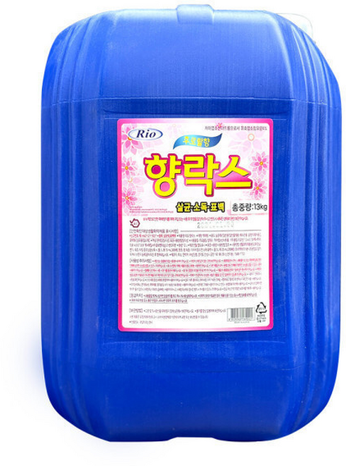 리오 향락스 후로랄향 락스 대용량 업소용 말통 살균 소독 표백 청소, 1개, 13kg