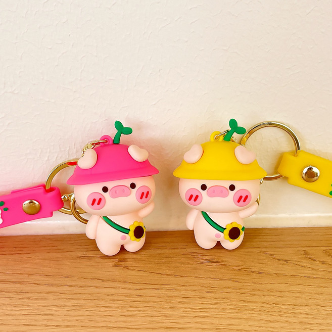 툴이모니 귀여운 커플 돼지인형 열쇠키링 1+1, 옵션1, 1세트