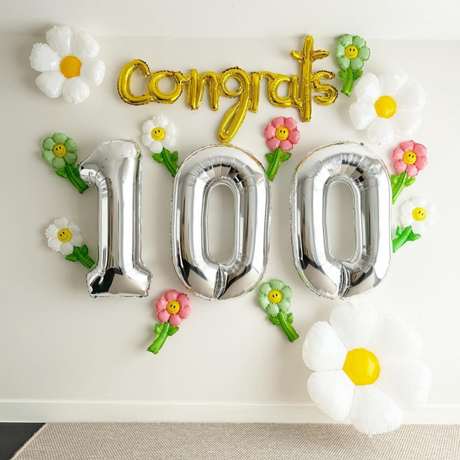 입학 100일 풍선 백일 축하 포토존 데이지꽃밭 2403, 100일포토존(데이지)