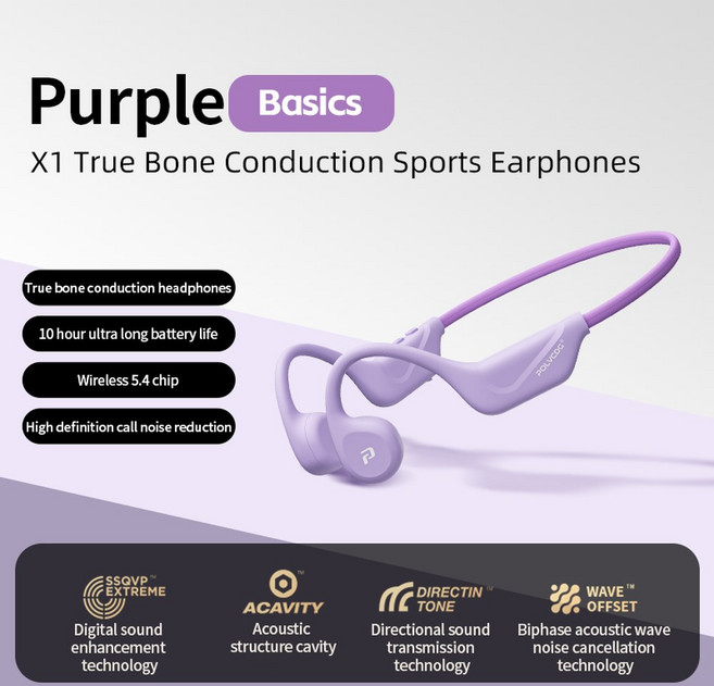 POLVCDG 개방형 골전도 사이클링 이어폰 32GB 메모리 Bluetooth 5 4 야외 스포츠 러닝 X1, Monet rple 32G