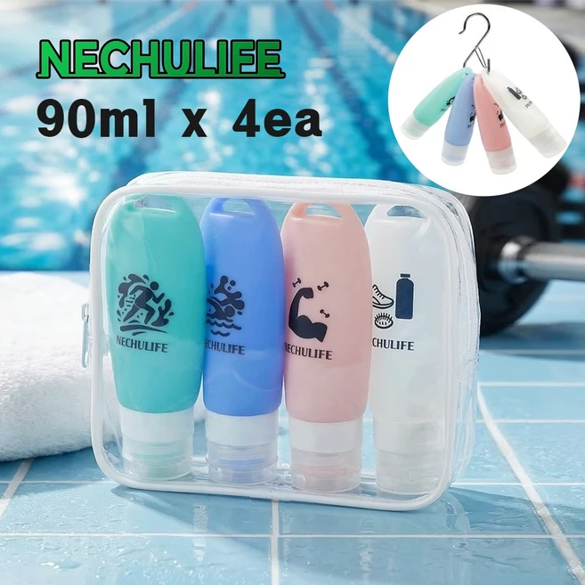네츄라이프 걸어서 쓰는 누수방지 실리콘 공병 90ml 4개 세트, 1세트, 혼합색상 - 쿠팡