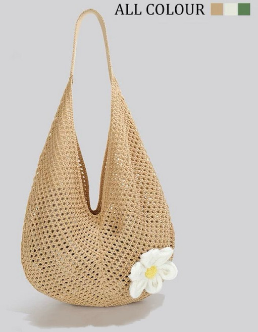 여성 여름 라탄 숄더백 캐주얼 대용량 밀짚 가방 패션 메쉬 토트백 해변 레저 바캉스룩 비치백 YHY