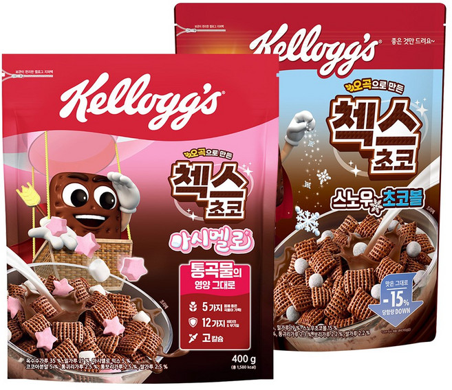 오곡 첵스초코 스노우초코볼 420g +오곡 첵스초코 마시멜로 400g, 820g, 1세트