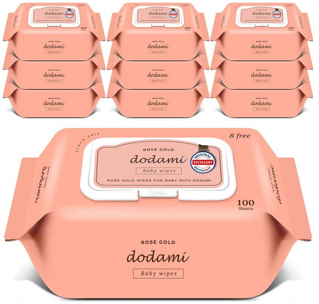 도담이 로즈골드 엠보 캡형 아기 유아 물티슈 40g 100매 x 30팩 신생아물티슈핫딜, 10세트, 100개입