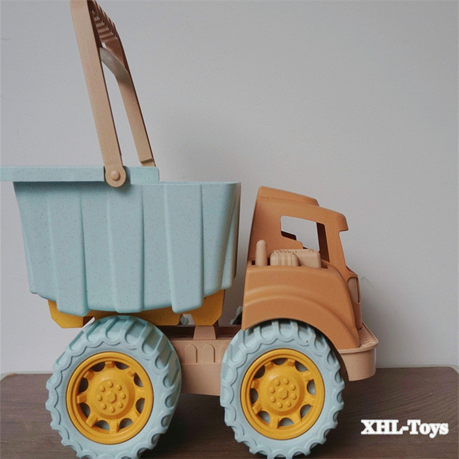 北歐丹麥兒童沙灘玩具套裝，玩沙鏟子工具，戲水挖沙挖土車，加厚耐摔, 麥稈自卸車, 1個