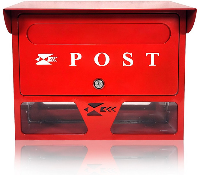 벽걸이 주택 우체통 - 지붕형 우편함 레드 (빨간색), 우편수취함