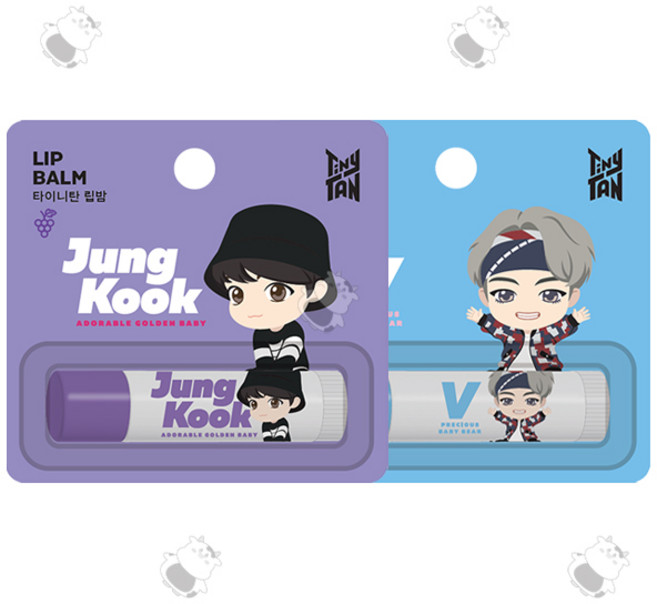 bTS 타이니탄 에디션 방탄소년단 립밤 2종 모이스춰 고보습 립케어, 1개, 4.5g, 정국+뷔