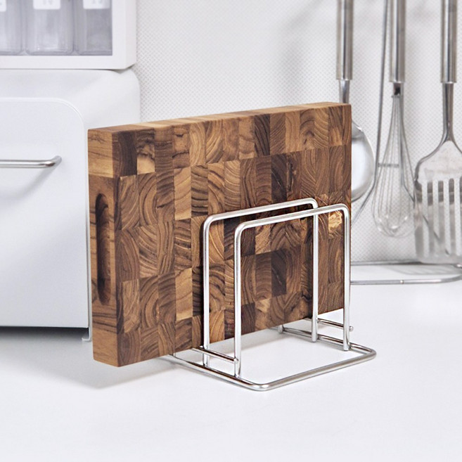 애정살림 스텐 도마꽂이 2구 도마거치대, 1개, 실버