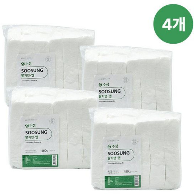 수성 탈지면 절단솜 4x4cm 450g 4개, 4cm X 4cm