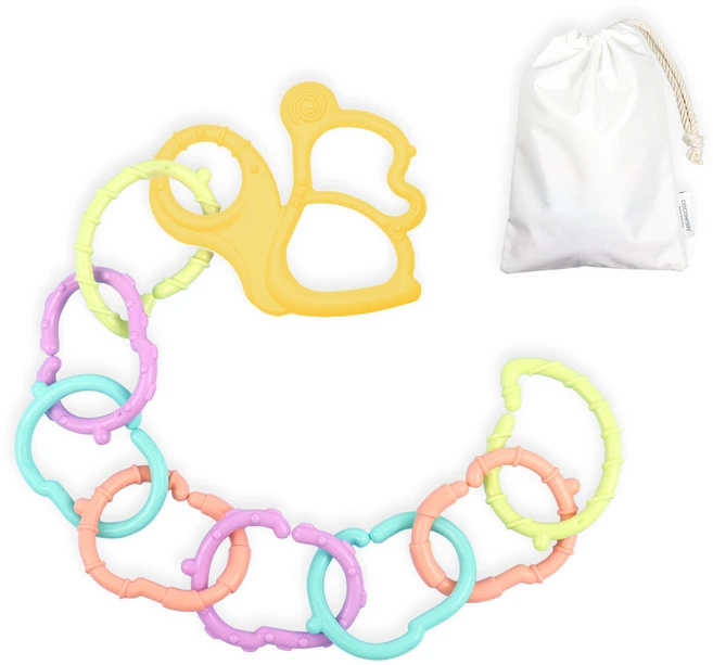 꼬꼬노리 열탕소독 가능 국내생산 도토링 고리 치발기 세트 플라스틱 패키지, 고리 치발기세트, 멜란지 엘로우, 1개 - 쿠팡