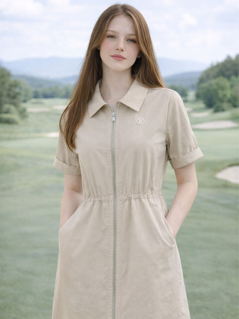 데니스골프 DENNIS 26SS 여성 풀집업 반팔 원피스_NARMLOP382