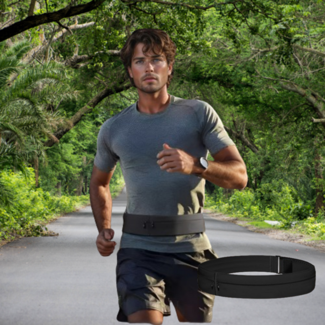 유즈잇올 초경량 스판 방수 무지 러닝벨트, 블랙, 1개