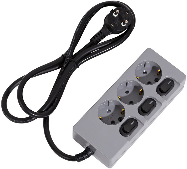 스윗홈 개별스위치 접지형 절전형 16A 멀티탭 3구, 0.7m, 개별스위치 3구 그레이, 1개