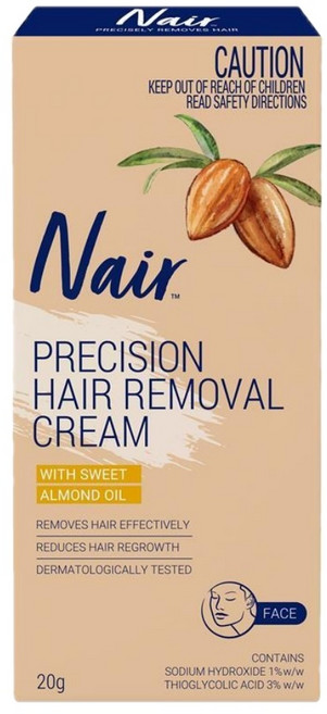 Nair 네어 민감성 프리시전 페이스 헤어 리무벌 크림 제모제 20g Precision Facial Hair Remover Cream, 1개