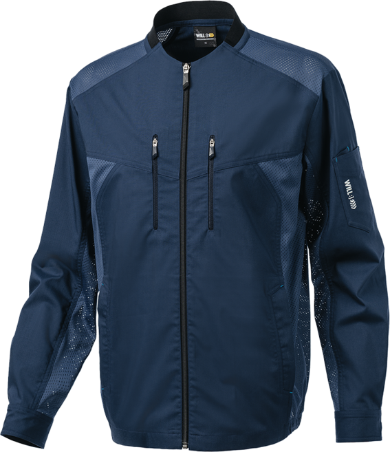 윌비 [PR114] 네이비 집업 점퍼 봄/여름 하계 작업복 자켓 셔츠 근무복 상의 현장 단체복