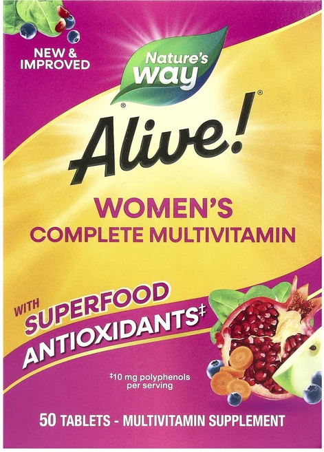Nature's Way Alive!® 여성용 컴플리트 종합비타민 50정, NaturesWayAlive여성용컴플리트종합비타민50정, 1개 - 쿠팡
