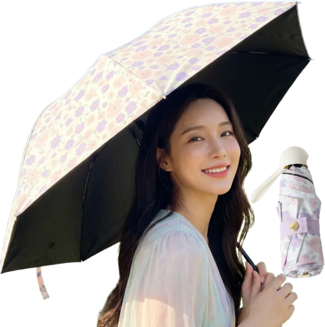 프라미슈 자외선차단 꽃무늬 초경량 접이식 양산