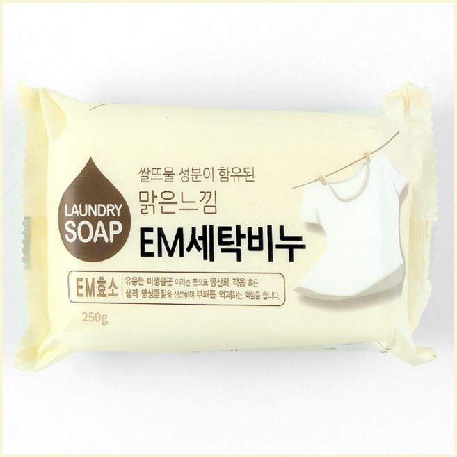 쌀뜨물 성분이 함유된 맑은느낌 EM세탁비누 운동화 속옷 손빨래, 250g, 1개