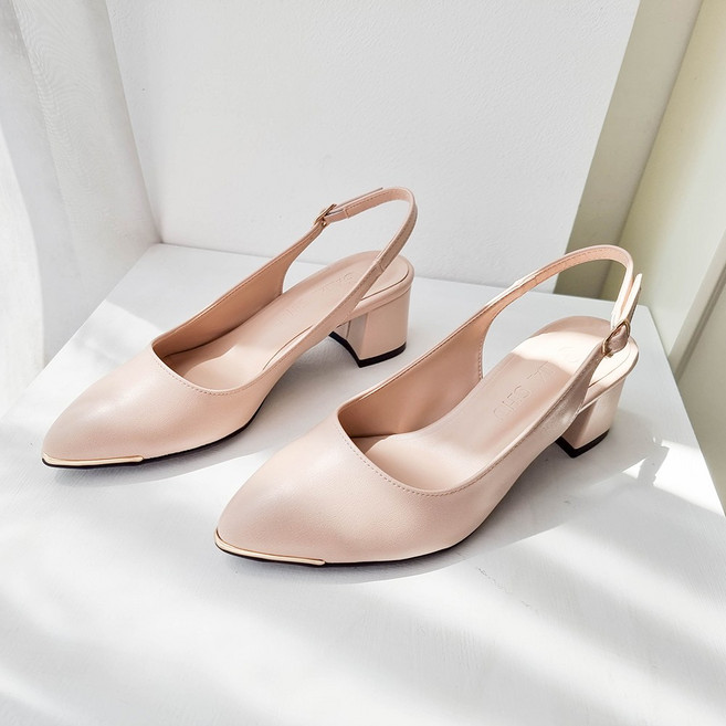 국내제작 발편한 빅사이즈 스틸레토 골드테 5cm 여성 슬링백