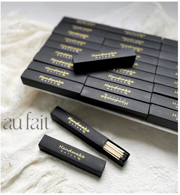 Handmake 長火柴 香氛蠟燭專用 火柴盒, 1個, 金字