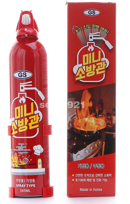 산도깨비 미니소방관 345ml/간이소화기/강화액소화기/에어로졸식/냉각소화작용/가정용/주방용/캠핑용품/스프레이소화기, 345ml, 혼합, 1개