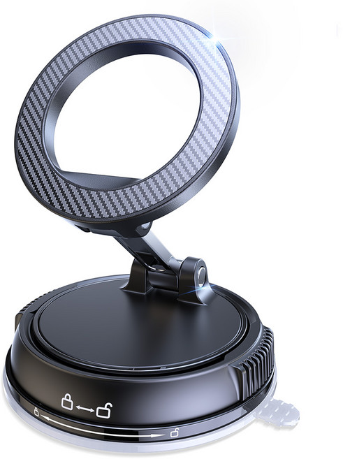 ACMEZING 맥세이프 차량 휴대폰거치대 진공 흡착 초강력 자석 360도 회전 접이식 + 맥세이프 메탈 링 RLX10, 블랙, 1개