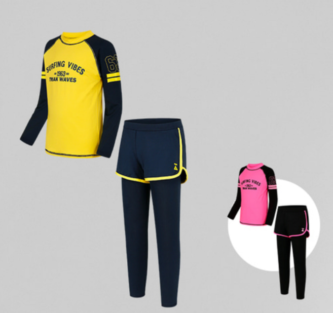 제인코트 /티막 비치수영복 래쉬가드 생존수영 여아동 래쉬가드세트 2피스 EKM0633