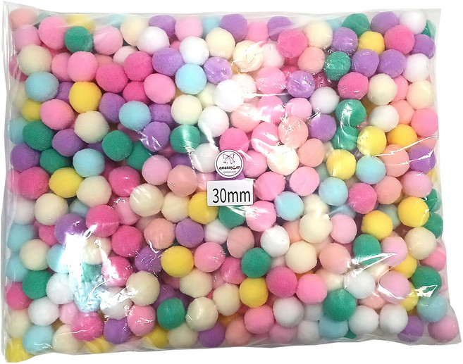 체리아트 파스텔 대용량 폼폼이 퐁퐁이 만들기 재료 벌크, 1봉, 30mm500개