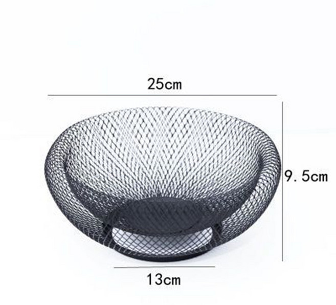 윈터커넥트 북유럽 스타일 2단 철제 과일바구니 거실 테이블 간식 수납 보울 건과일 정리 트레이 세트 공기순환 철제 과일보울, 블랙