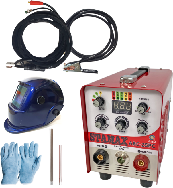 스타맥스 ARC-25PC 25SQ 홀더5M 어스3M 가죽지퍼포함 고급 자동차광면 풀세트 휴대용 아크 용접기 국산, 25PC+25SQ 홀더10M 어스5M+가죽지퍼 풀세트, 1개