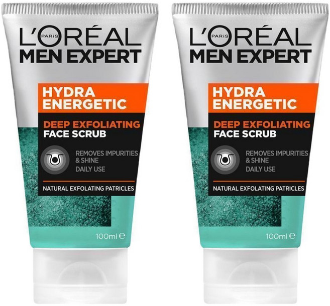 로레알 남성 엑스퍼트 하이드라 에너제틱 페이셜 스크럽 LOreal Men Hydra Energetic Scrub, 2개, 100ml
