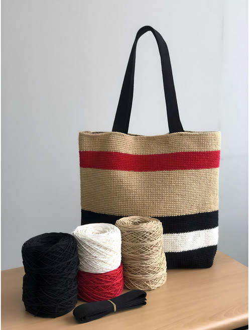 [가방뜨기] 데일리호보백 만들기 (18합면사 4컬러+도안+웨빙끈 120cm+동영상안내) 가방아님, 기본패키지 (실+도안+동영상), 1세트