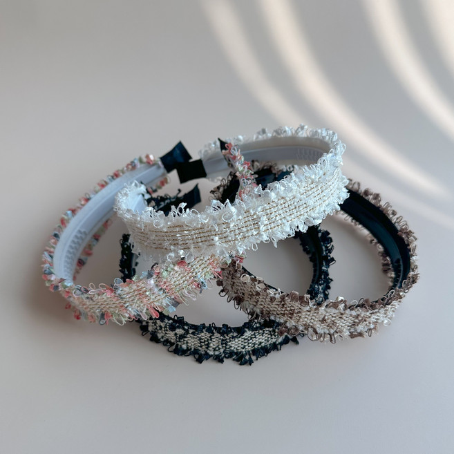 트위드레이스머리띠/4가지컬러/고급스러운 데일리 머리띠/연령무관 헤어밴드