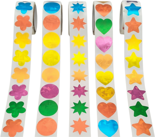 스노벨 1000개입 홀로그램 별 하트 라운드 스티커, 1세트, 혼합1000매(S480)