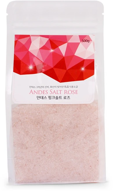 안데스 핑크 솔트 지퍼백 500g, 1개, 지퍼백 가는소금 500g - 쿠팡
