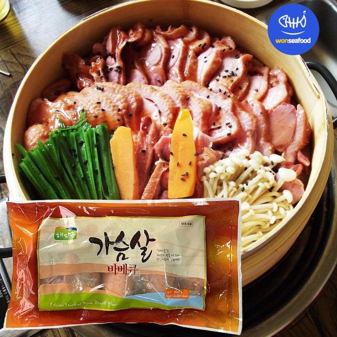 훈제오리 가슴살 바베큐 900g (180gx5개) 실속형 손질 바비큐 캠핑 구이 해다온, 180g, 5개