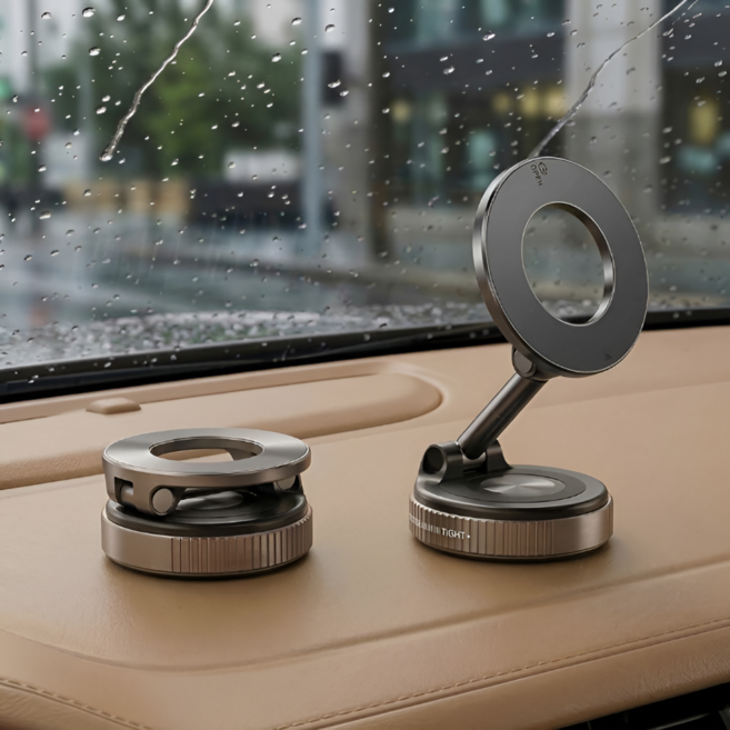 앰버리 맥세이프 360도 차량용 흡착식 벽면 핸드폰 거치대, 블랙, 1개