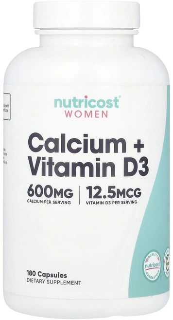 Nutricost 여성 칼슘 + 비타민D3 캡슐 180정, Nutricost여성칼슘비타민D3캡슐180정, 1개 - 쿠팡