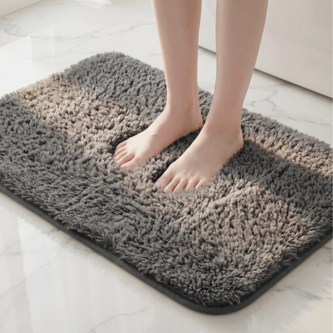 극세사 호텔 욕실 발매트 미끄럼 방지 물 흡수 화장실 매트, 라이트그레이
