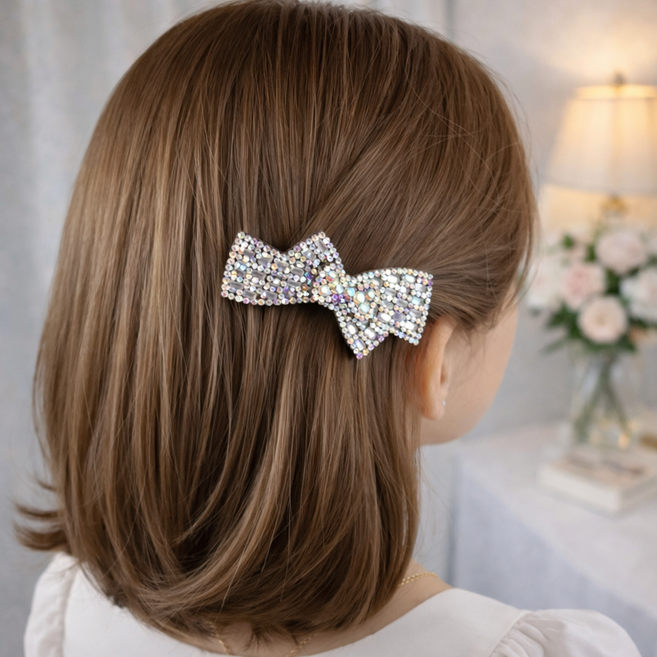 큐빅안빠지는 가벼운 옆머리 앞머리 6cm 보석 리본 머리핀