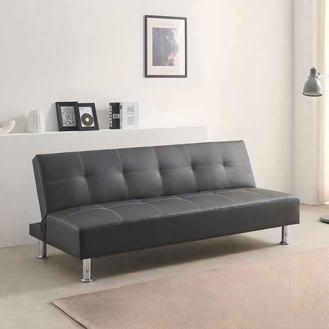 수오 시크라 3인용 인조가죽 리클라이너 소파베드 HJ-Z-06-3 방문설치, 블랙