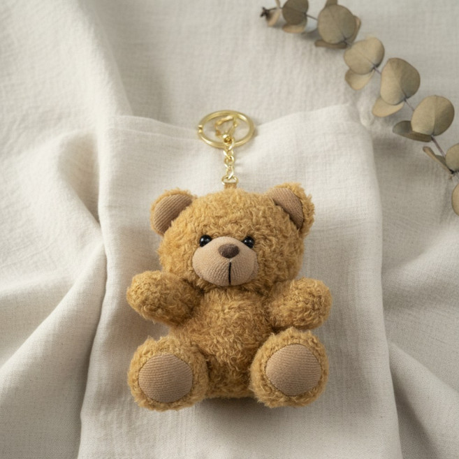헬스와미 러블리 미소 곰돌이 키링 인형 가방 꾸미기 키홀더, 딥브라운, 1개