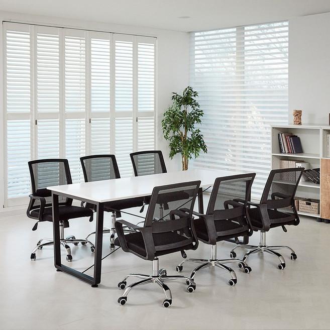 상도가구 스틸 회의 테이블 1800 사무용책상, 화이트상판+블랙프레임