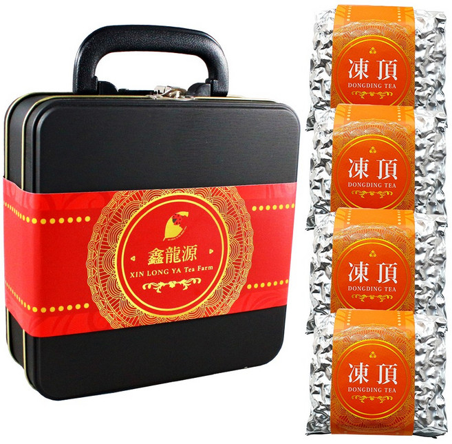 龍源茶品 凍頂高山烏龍茶葉 典藏手提鐵盒 4包入組, 50g, 1套, 4個裝