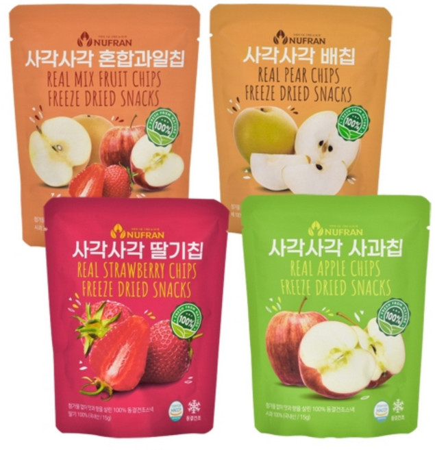 뉴프랜 사각사각 100% 국내산 과일칩 4종 간편간식, 사각사각 사과칩, 1개, 15g