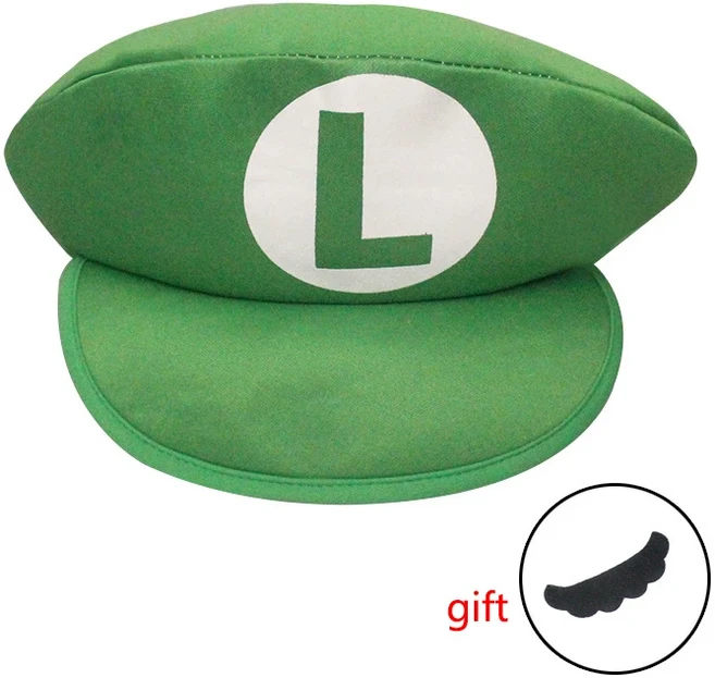 성인 게임 슈퍼 루이지 Bors 코스프레 모자 재미 있은 빨간색 녹색 할로윈 파티 Cosutmes Accesorries Xmas, 01 MO green