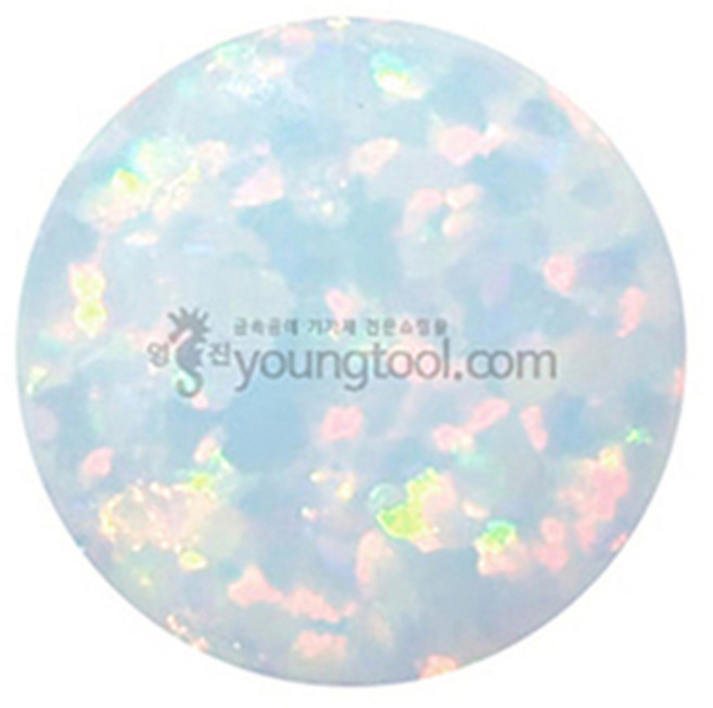 오팔화이트큐빅 캐보션스톤 정원 5.0mm 뒤가 평평한, 단품, 1개